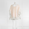 Mes Desmoiselles Pale Peach Tiered Wide Neck Top