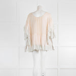 Mes Desmoiselles Pale Peach Tiered Wide Neck Top