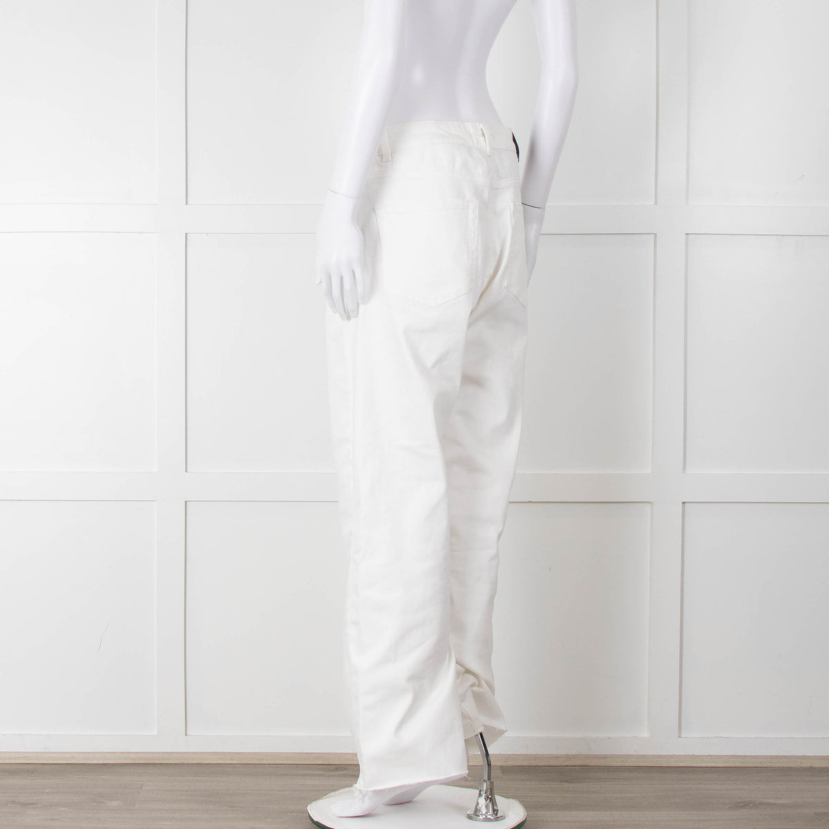 Maje White Wide Legged Unstitched Hem Jeans