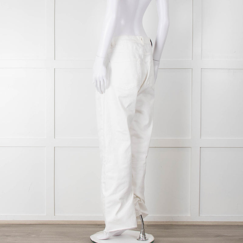 Maje White Wide Legged Unstitched Hem Jeans