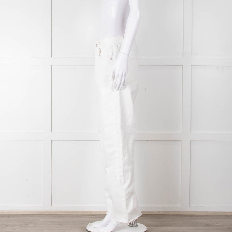 Maje White Wide Legged Unstitched Hem Jeans