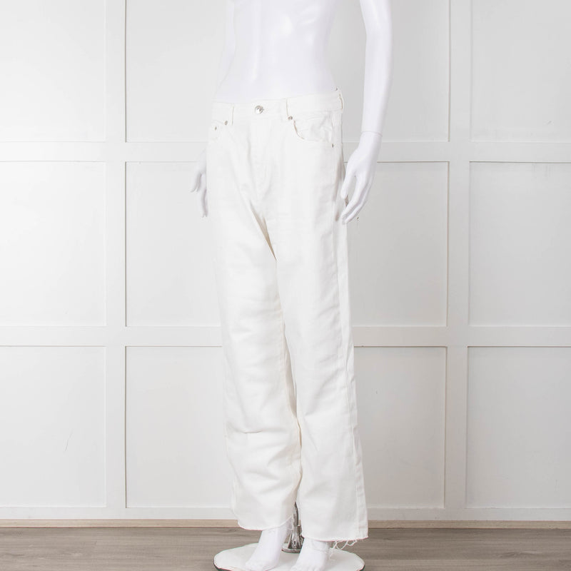 Maje White Wide Legged Unstitched Hem Jeans