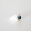 Bvlgari Chandra White Ceramic 18ct Yellow Gold Blue Topaz Ring