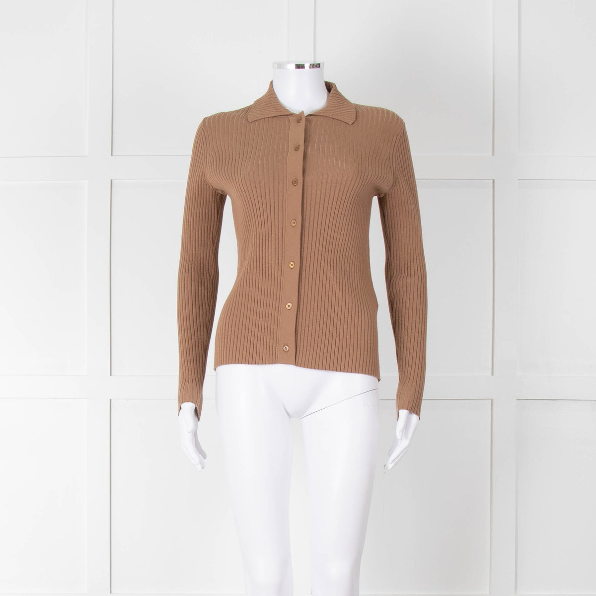 Weekend Max Mara Tan Ribbed Cardigan