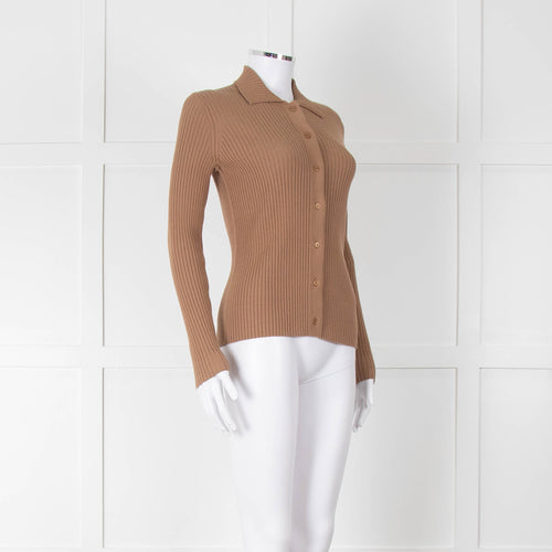 Weekend Max Mara Tan Ribbed Cardigan