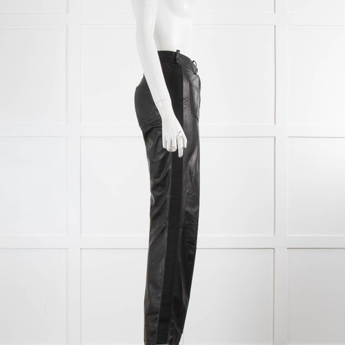 Christian Dior Black Leather Front Pockets Leather Trousers