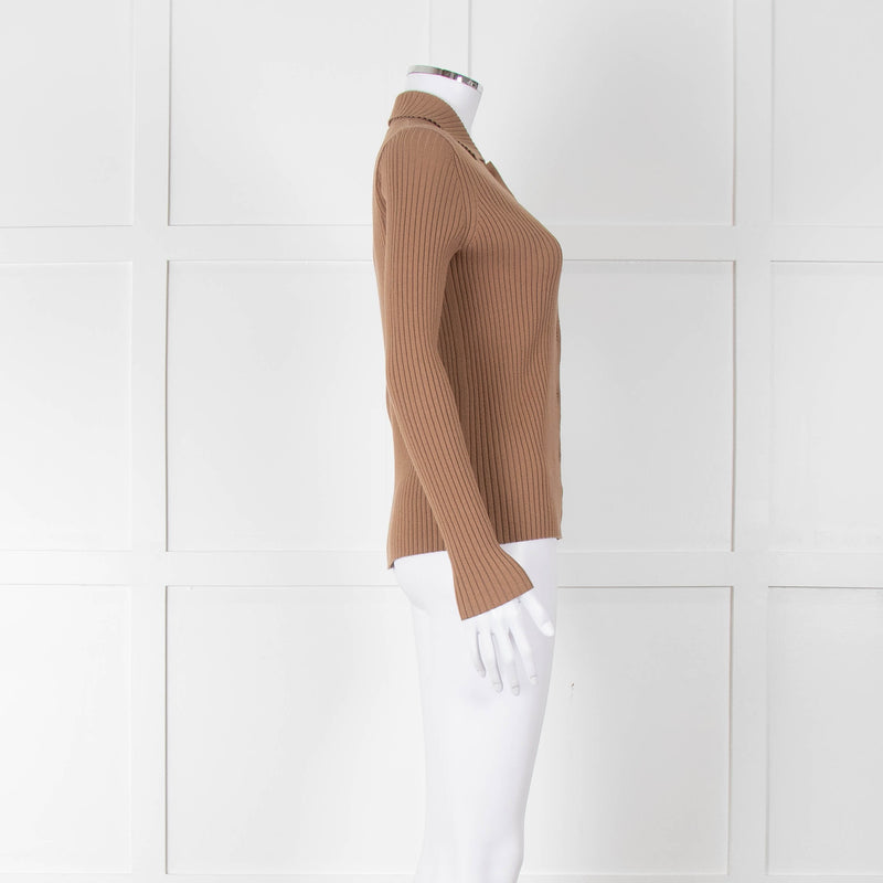 Weekend Max Mara Tan Ribbed Cardigan