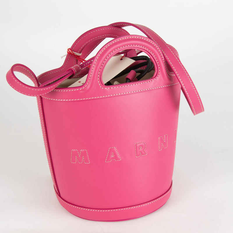 Marni Pink Leather Tropicalia Bucket Bag