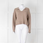 Bella Dahl Brown Collard Cashmere Mix Jumper