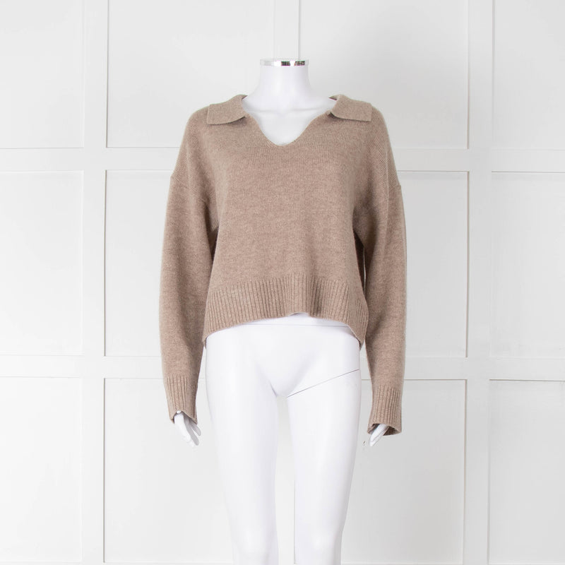 Bella Dahl Brown Collard Cashmere Mix Jumper