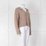 Bella Dahl Brown Collard Cashmere Mix Jumper