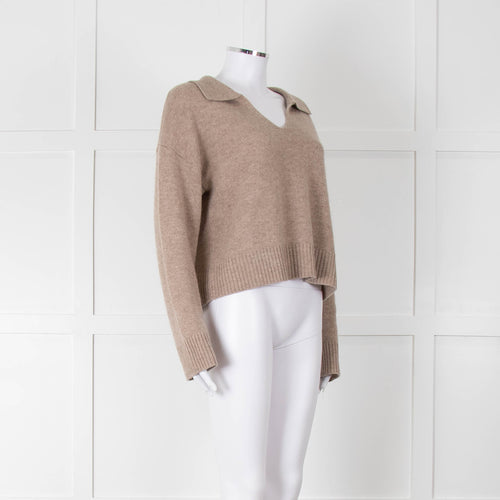 Bella Dahl Brown Collard Cashmere Mix Jumper