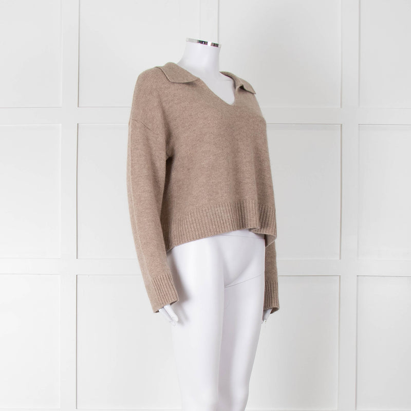 Bella Dahl Brown Collard Cashmere Mix Jumper