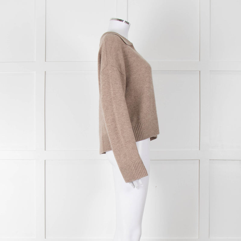 Bella Dahl Brown Collard Cashmere Mix Jumper