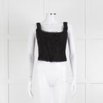 LoveShackFancy Black Lace Sleeveless Bustier Top
