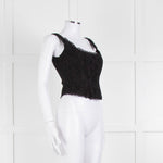 LoveShackFancy Black Lace Sleeveless Bustier Top