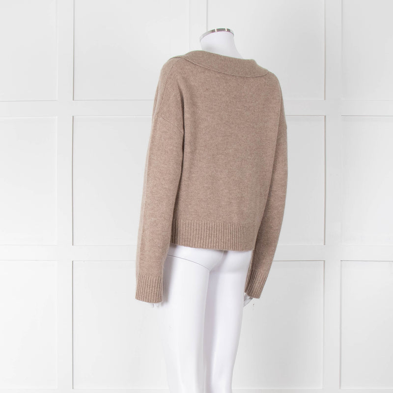 Bella Dahl Brown Collard Cashmere Mix Jumper