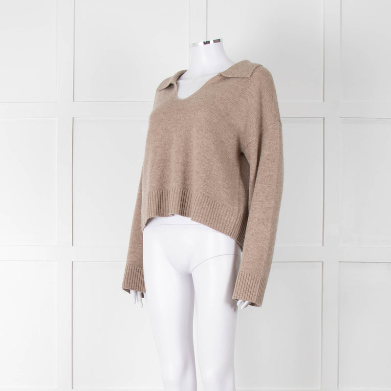 Bella Dahl Brown Collard Cashmere Mix Jumper
