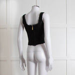 LoveShackFancy Black Lace Sleeveless Bustier Top