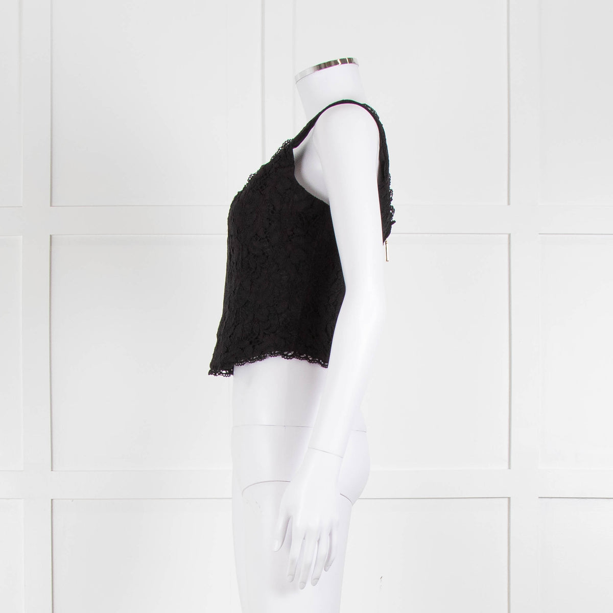 LoveShackFancy Black Lace Sleeveless Bustier Top