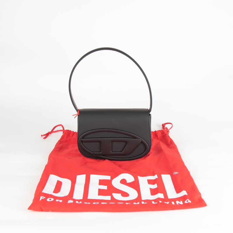 Diesel Matte Black D Logo Shoulder Bag