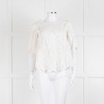 Vanessa Bruno Cream Linen Embroidered Scallop Trim Top