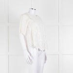 Vanessa Bruno Cream Linen Embroidered Scallop Trim Top