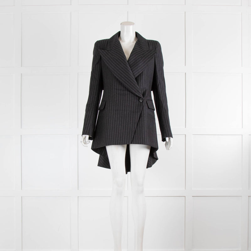 Alexander McQueen Grey Striped Fishtail Jacket