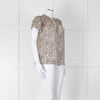 Paige Beige And Black Animal Print Tie Neck Top
