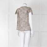 Paige Beige And Black Animal Print Tie Neck Top