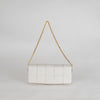Bottega Veneta White Woven Intrecciato Casette Pochette with Chain Strap