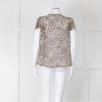 Paige Beige And Black Animal Print Tie Neck Top