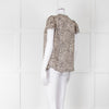 Paige Beige And Black Animal Print Tie Neck Top