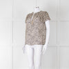 Paige Beige And Black Animal Print Tie Neck Top