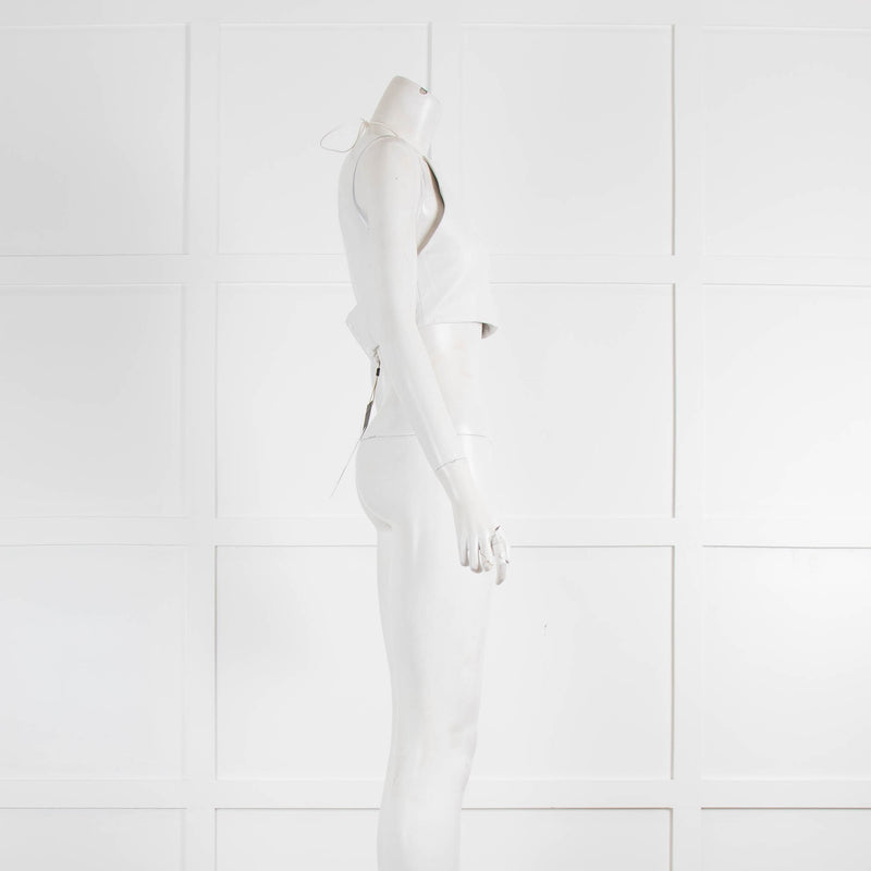 Rag & Bone White Leather Halter Neck Top