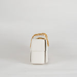 Bottega Veneta White Woven Intrecciato Casette Pochette with Chain Strap