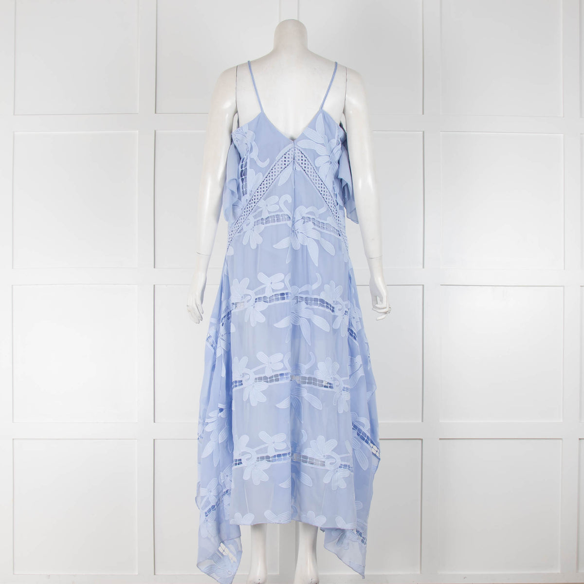 Self Portrait Pale Blue Embroidered Sleeveless Dress