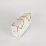 Bottega Veneta White Woven Intrecciato Casette Pochette with Chain Strap