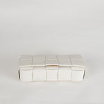 Bottega Veneta White Woven Intrecciato Casette Pochette with Chain Strap