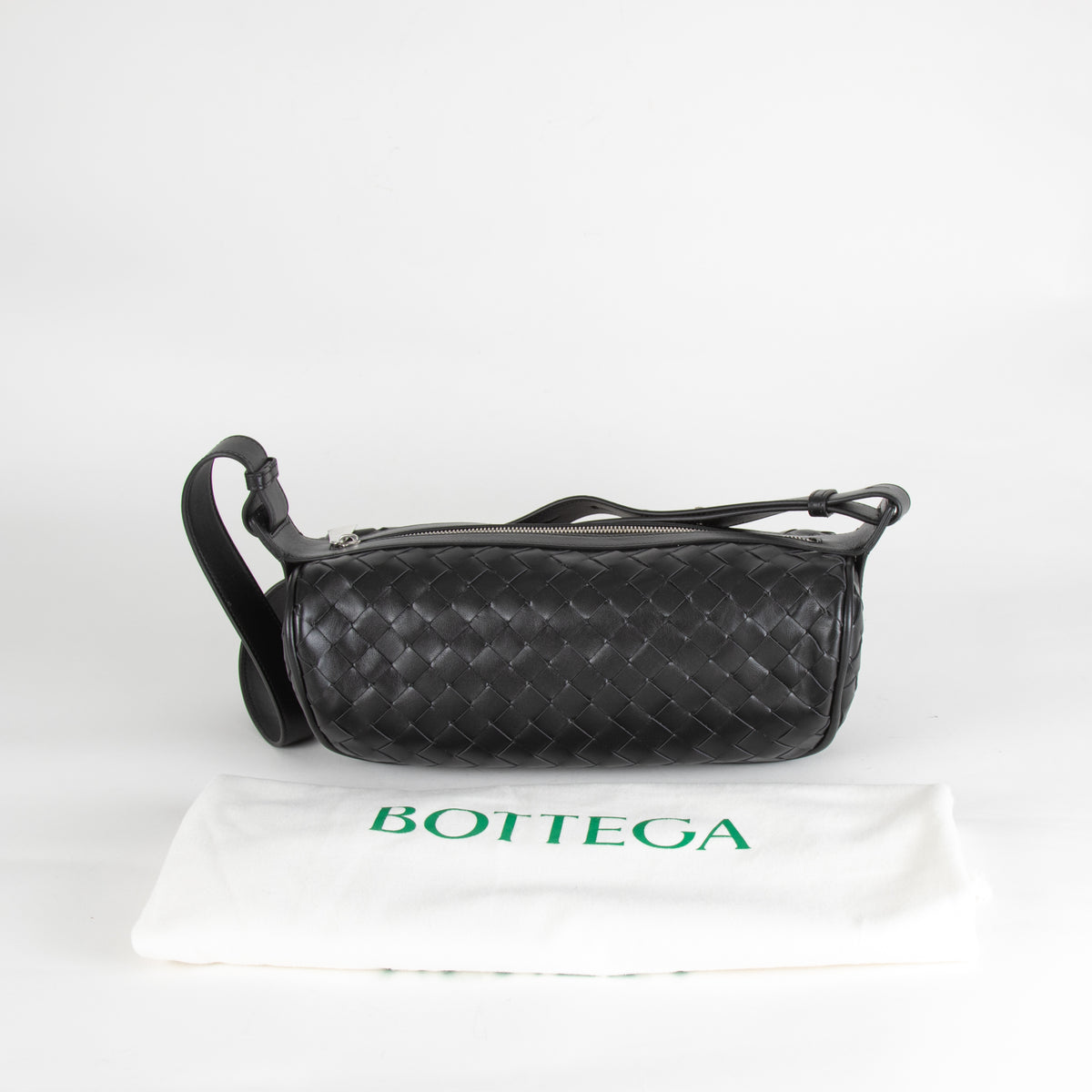Bottega Veneta Black Intrecciato Woven Crossbody Bag