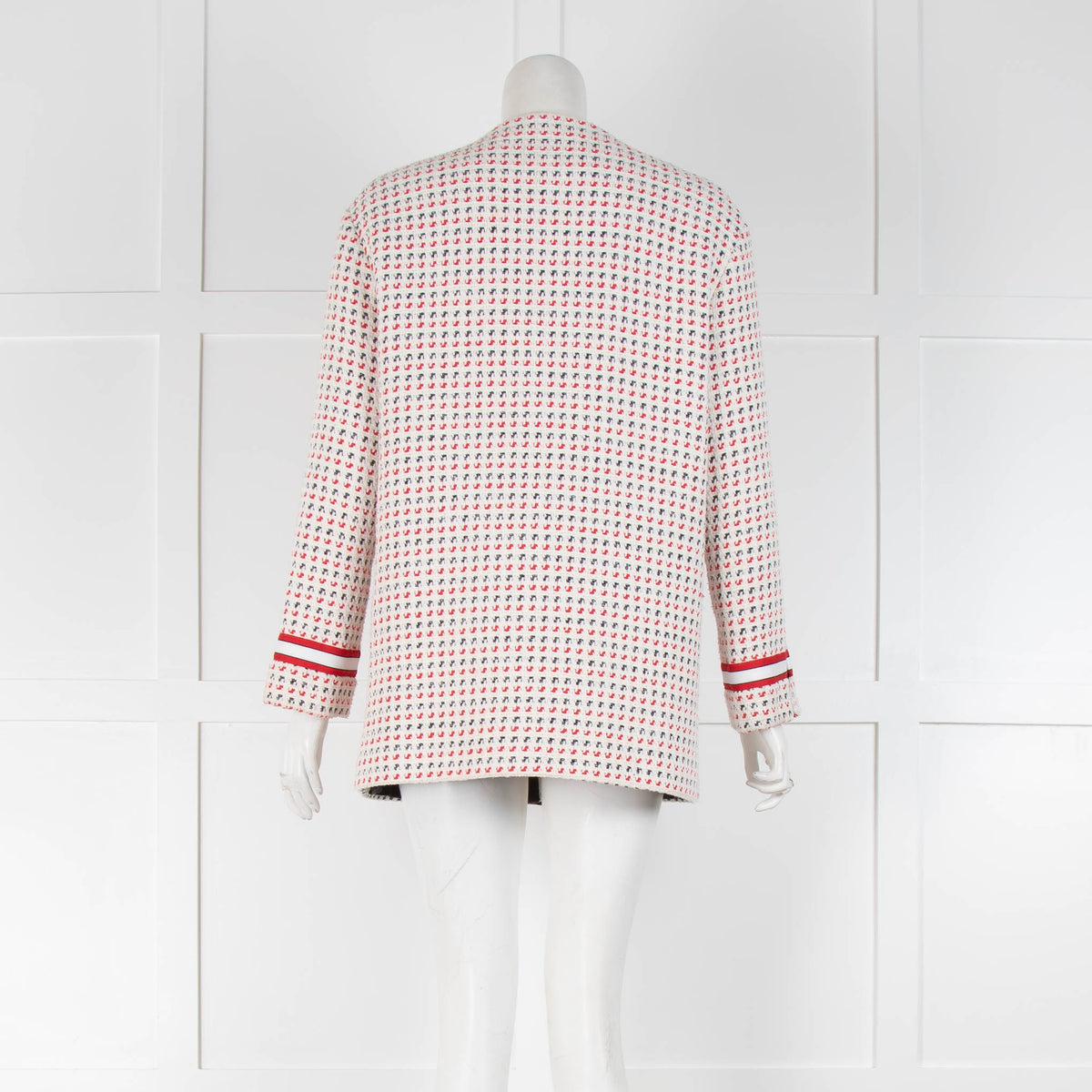 Maje White Red Blue Tweed Coat