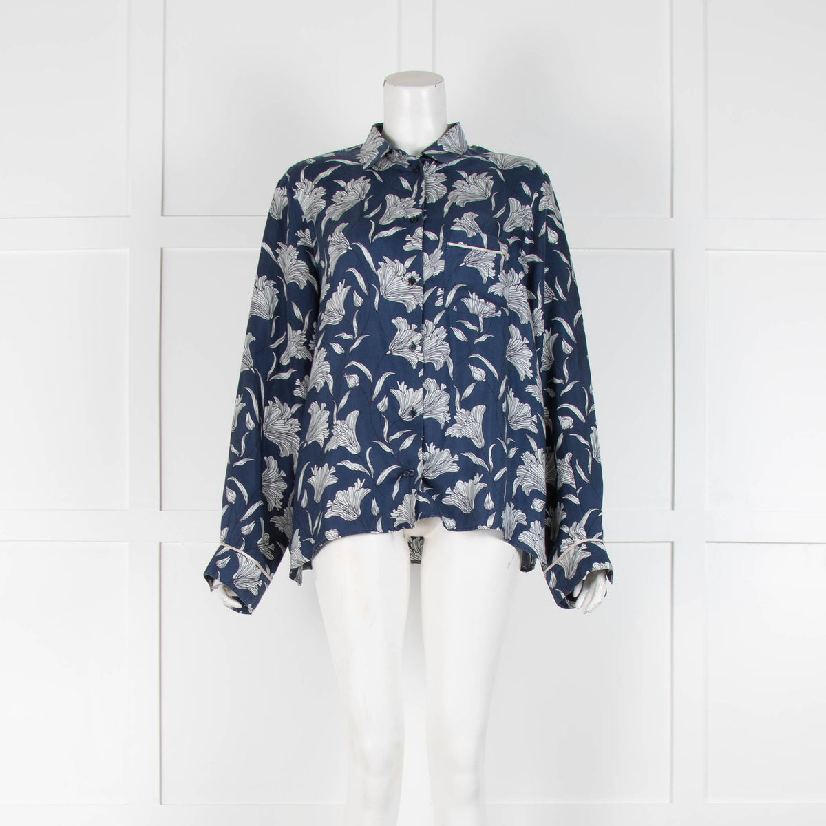 Weekend Max Mara Blue White Floral Silk Blouse