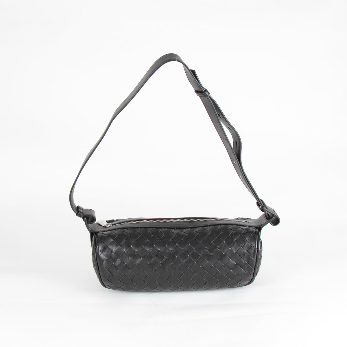 Bottega Veneta Black Intrecciato Woven Crossbody Bag