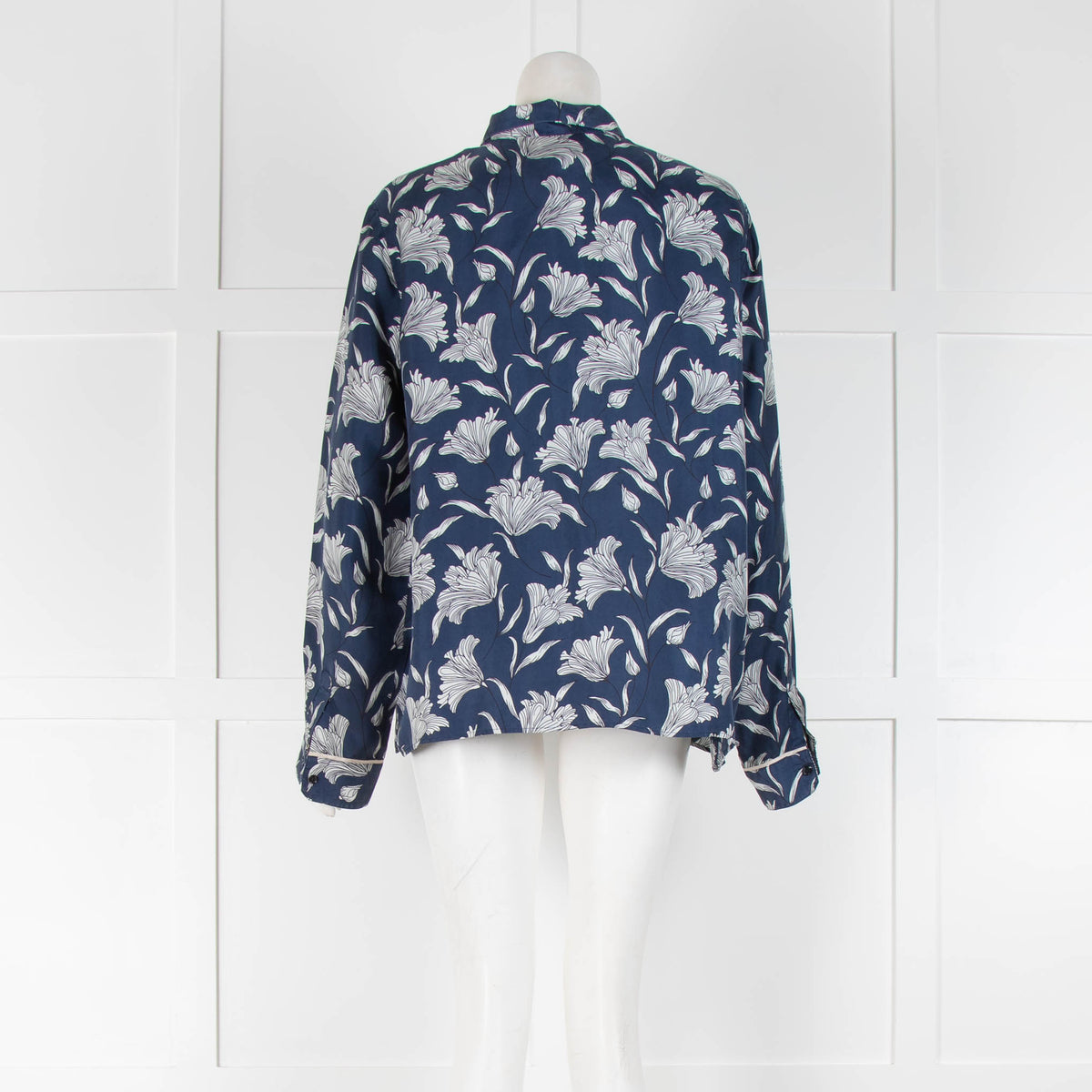 Weekend Max Mara Blue White Floral Silk Blouse
