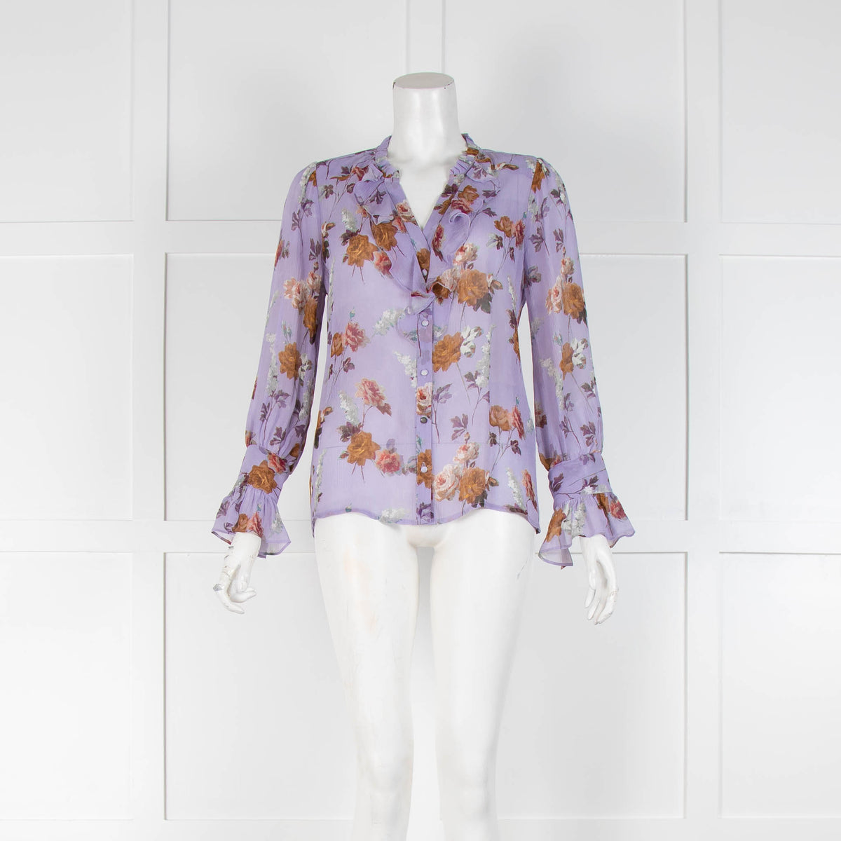 Paige Lilac Brown Floral Sheer Blouse
