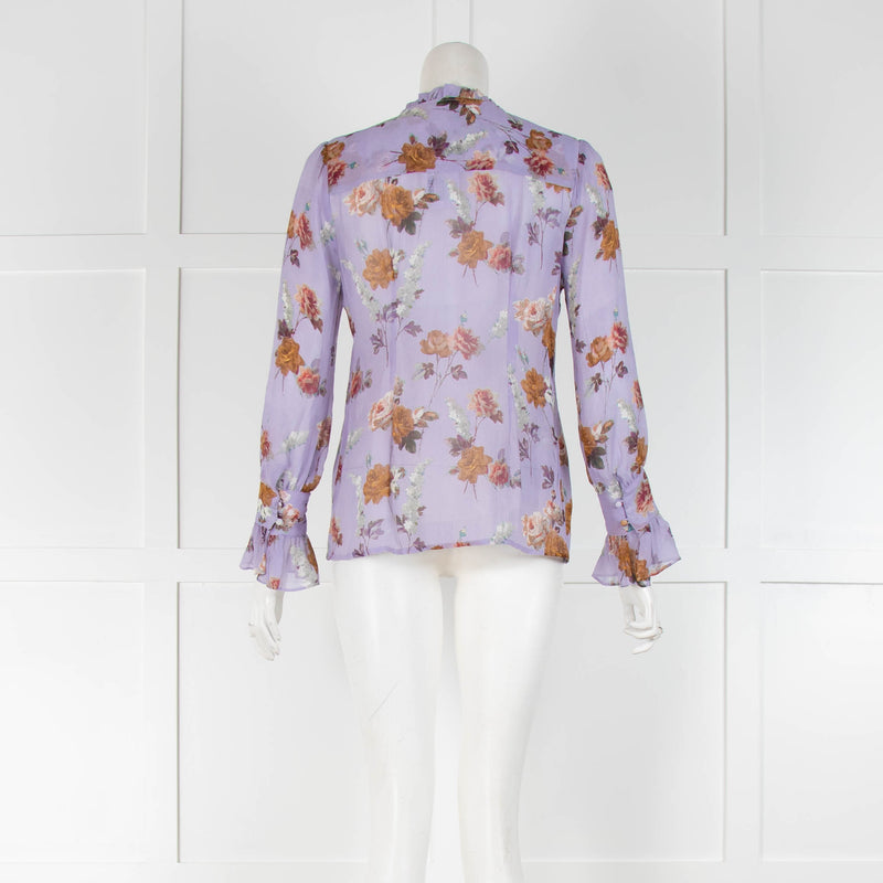 Paige Lilac Brown Floral Sheer Blouse