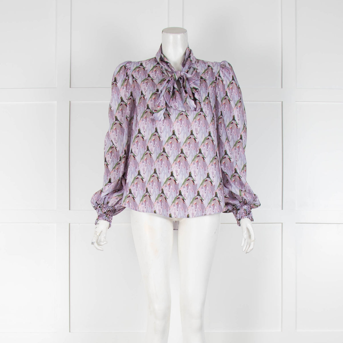 Phoebe Grace Lilac Green Pussy Bow Long Sleeve Blouse