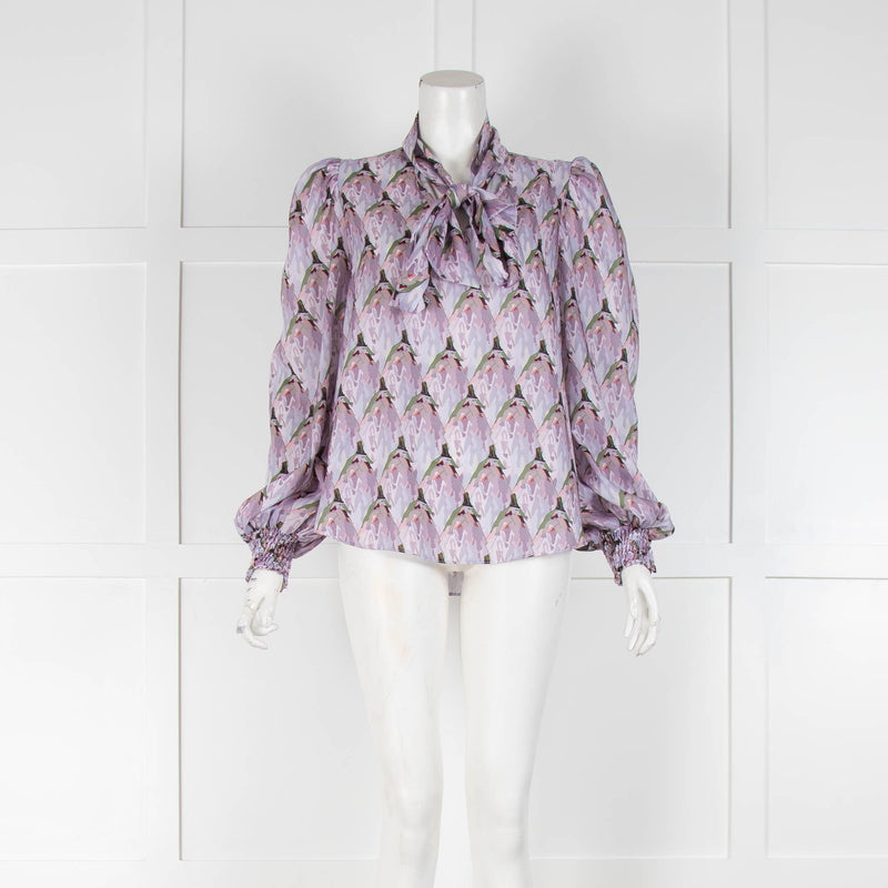 Phoebe Grace Lilac Green Pussy Bow Long Sleeve Blouse