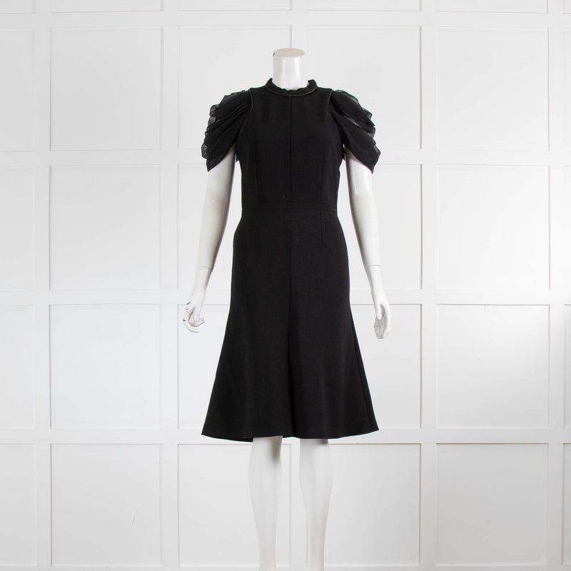 Alexander McQueen Black Fitted Dress With Silk Chiffon Sleeves