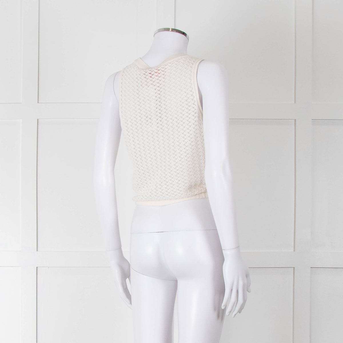 Alice + Olivia White Crochet Knit Tank with Drawstring Waist